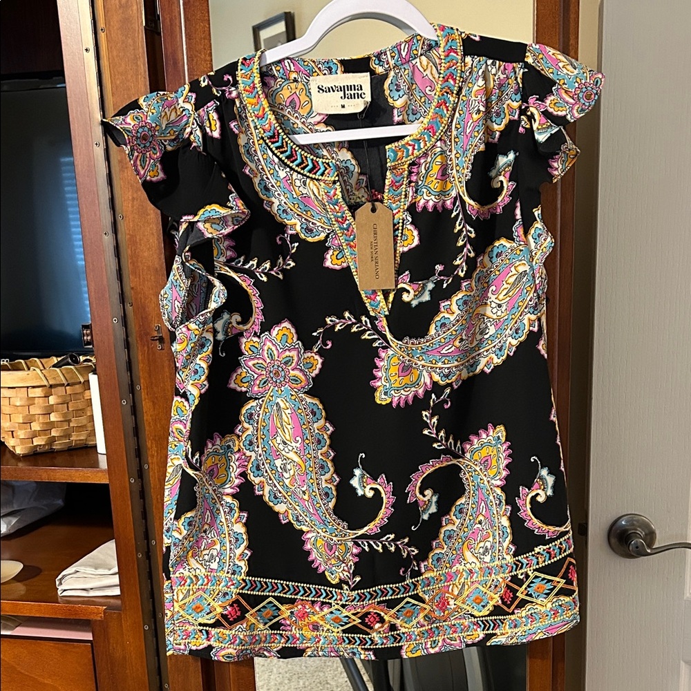 Savanna Jane Multicolor Paisley Blouse